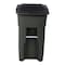 Toter 32 Gal. Greenstone Trash Can with Quiet Wheels and Attached Black Lid ANA32 - alternate 2